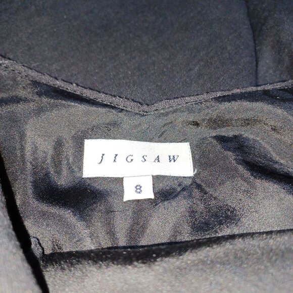 Jigsaw Linen-Silk Spaghetti Strap Slip Dress Size 8 Black Minimalist Elegant - Picture 5 of 7